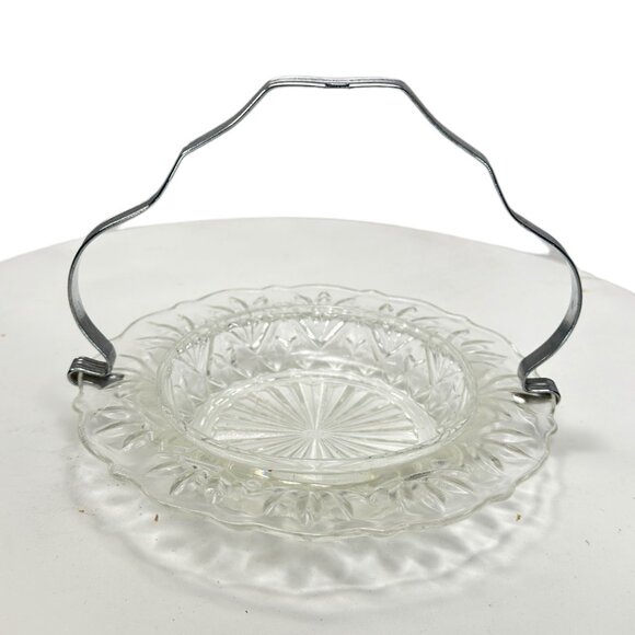 EAPG Glass Relish Dish Caddy-Chrome Handle w/Indent for Hanging Spoon/Fork - Picture 4 of 7